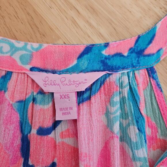 Lilly Pulitzer Roxi Swing Dress Coral Reef I'm So Jelly Tasseled Hem Sz XXS - Picture 3 of 9